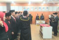 Pengambilan sumpah jabatan dalam rangkaian pelantikan 47 Pejabat di Pemkab Tanggamus, Jumat 6 Maret 2026 | Herdi/Media Prioritastv.com.