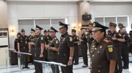 Pelantikan Kejari Lampung Barat, Tulang Bawang dan Tulang Bawang Barat di Kejati Lampung, Kamis 5 Maret 2026 | Dok. Kejati Lampung.