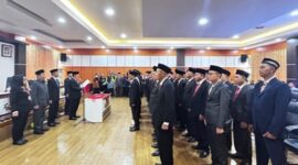 Bupati Tanggamus H. Moh. Saleh Asnawi saat melantik 47 pejabat di Aula Setdakab setempat, Jumat 6 Maret 2026 | Herdi/Media Prioritastv.com.