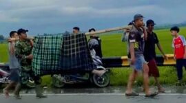 Proses evakuasi jenazah Suratin usai ditemukan meninggal di sawah Pekon Wates, Gading Rejo, Pringsewu, Kamis 5 Maret 2026 sore | ist/Media Prioritastv.com.