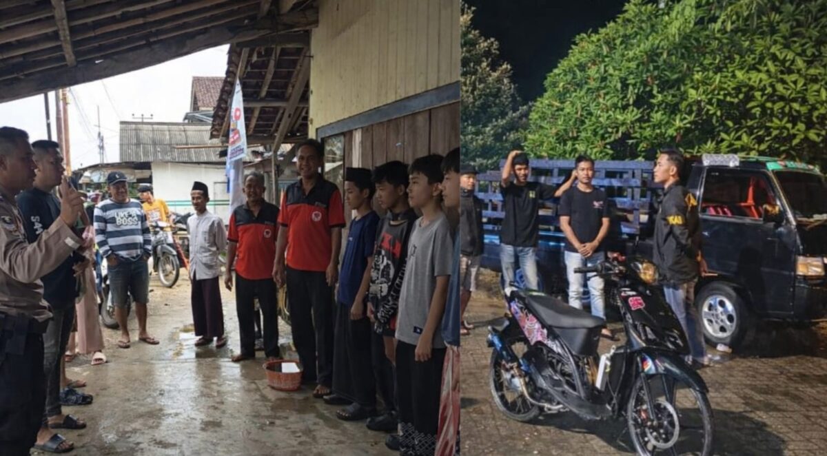 Kolase foto saat polisi Polsek Gading Rejo memberikan arahan para remaja dan saat Polsek Gading Rejo mengamankan sepeda motor serta mobil pickup, Minggu 8 Maret 2026 | Dok. Humas Polres Pringsewu.