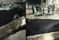 Kolase foto jembatan terputus sebelum dipasang jembatan sementara di Pekon Sirnagalih, Ulu Belu, Tanggamus, Minggu 8 Maret 2026, malam | ist/Media Prioritastv.com.