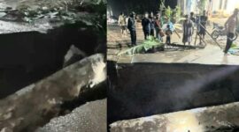 Kolase foto jembatan terputus sebelum dipasang jembatan sementara di Pekon Sirnagalih, Ulu Belu, Tanggamus, Minggu 8 Maret 2026, malam | ist/Media Prioritastv.com.