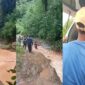 Kolase foto saat warga melakukan penyisiran di sungai Way Ilahan, Pulau Panggung dan saat korban dievakuasi menggunakan ambulance menuju rumah duka di Pekon Air Abang, Ulu Belu usai ditemukan, Senin 9 Maret 2026 | ist/Media Prioritastv.com.