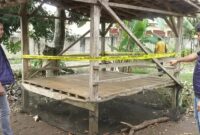 Polisi saat melakukan olah TKP penembangan saat main kartu di Gardu Desa Negara Batin, Jabung, Lampung Timur, Rabu 11 Maret 2026 | Dok. Humas Polres Lampung Timur.