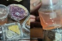 Tangkapan layar video viral yang menyebut MBG SDIT Teladan Kota Agung Tanggamus isi bakso yang disebut basi dan agar-agar mencair, Kamis 12 Maret 2026 | Dok. Netizen.