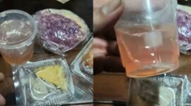 Tangkapan layar video viral yang menyebut MBG SDIT Teladan Kota Agung Tanggamus isi bakso yang disebut basi dan agar-agar mencair, Kamis 12 Maret 2026 | Dok. Netizen.