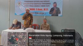Anggota DPRD Tanggamus, H. Tahang saat memberikan sambutan dalam reses masa sidang II Tahun 2026 di Pasar Madang, Kota Agung Tanggamus, Kamis 12 Maret 2026.