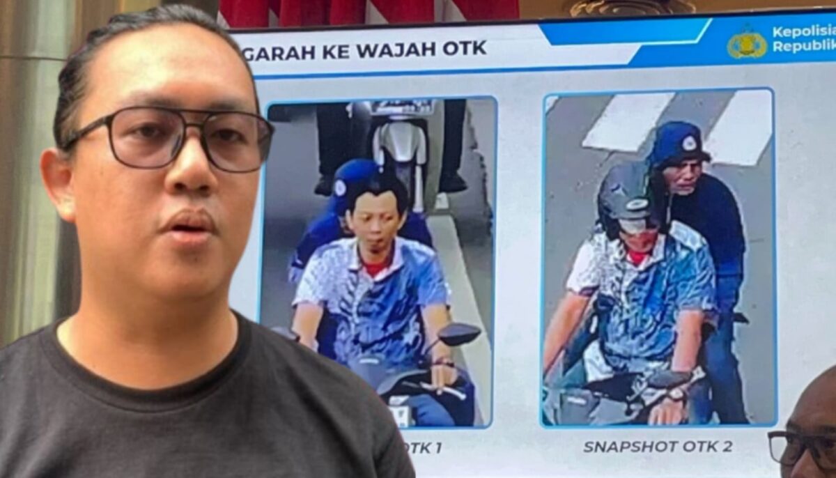 Kolase foto diduga pelaku penyiraman air keras dan (insert) korban Wakil KontraS Andrie Yunus yang disebut berasal dari Pesisir Barat, Lampung | ist/Media Prioritastv.com.