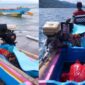 Kolase foto saat pasien Wijiati terbaring di dalam perahu kecil dan saat perjalanan menyebrangi lautan teluk semaka, Tanggamus, Senin 23 Maret 2026 | ist/Media Prioritastv.com.