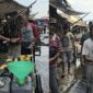 Ketua Granat Tanggamus, Lampung, Agus Ciek saat memberikan bantuan pedagang air dan saat memberikan uang lebaran kepada pekerja di Pasar Rengas Dengklok, Karawang, Jawa Barat, Rabu 25 Maret 2026 | Achmad Junaedi/Media Prioritastv.com.