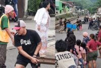Kolase foto saat seorang warga mengangkat besi dan sejumlah warga melakukan perbuatan serupa, Rabu 25 Maret 2026 | Dok. Tangkapan Layar.