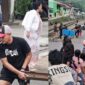 Kolase foto saat seorang warga mengangkat besi dan sejumlah warga melakukan perbuatan serupa, Rabu 25 Maret 2026 | Dok. Tangkapan Layar.