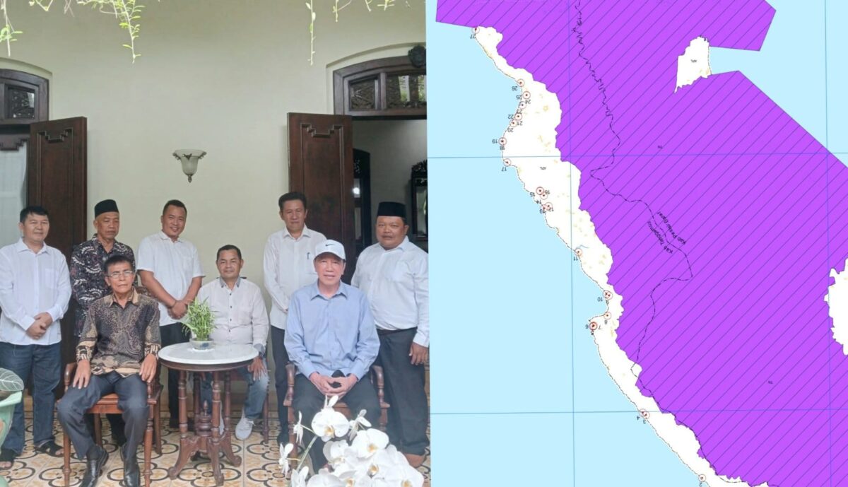 Kolase foto saat para kepala pekon di Kecamatan Pematang Sawa saat bertemu mantan Presiden Jokowi dan peta yang terlampir dalam surat Kemenhut, Jumat 3 April 2026 | ist/Media Prioritastv.com.