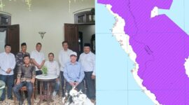 Kolase foto saat para kepala pekon di Kecamatan Pematang Sawa saat bertemu mantan Presiden Jokowi dan peta yang terlampir dalam surat Kemenhut, Jumat 3 April 2026 | ist/Media Prioritastv.com.