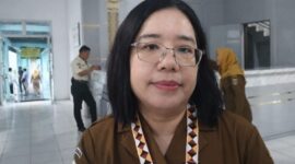 Direktur Rumah Sakit Umun Daerah Batin Mangunang (RSUD-BM) dr. Theresia Hutabarat saat memberikan keterangan pers usai peresmian, Selasa 7 April 2026 | Herdi/Media Prioritastv.com.