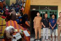 Kolase foto saat rumah Destri dipenuhi oleh anak-anak yang sedang mengaji dan tim survey dinas PUPR mendatanginya di Pekon Sridadi, Wonosobo, Tanggamus, Sabtu 11 April 2026 | Sumentri/Media Prioritastv.com.