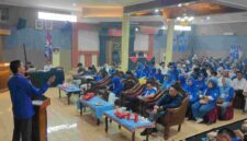 Ketua DPD PAN Tanggamus saat memberikan sambutan dalam rangkaian Muscab di  Ballroom Hotel 21 Gisting, Minggu 19 April 2026 | Sahbuddin/Media Prioritastv.com.