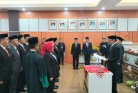 Persiapan pengambilan sumpah jabatan kepada 9 pejabat yang dilantik oleh Wakil Bupati Tanggamus di Aula Pemkab setempat, Senin 20 April 2026 | Herdi/Media Prioritastv.com.