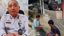 Kadis Perikanan Tanggamus, Darma Setiawan saat memberikan keterangan pers dan saat sejumlah nelayan memperbaiki jaring di Lingkungan Kapuran, Kelurahan Pasar Madang, Kota Agung, Tanggamus, Jumat 24 April 2026 | Herdi/Media Prioritastv.com.