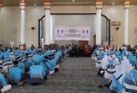 Para jamaah haji Tanggamus sebelum dilepas Bupati di Islamic Center Kota Agung, Kamis 7 Mei 2026 | Herdi/Media Prioritastv.com.