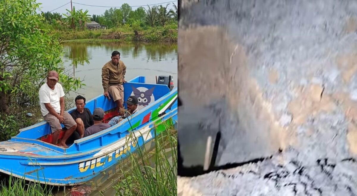Kolase foto saat jenazah Ratwon disebrangkan menggunakan perahu di Tulang Bawang dan penggalian makamnya di Pekon Sri Kuncoro Semaka, Minggu 10 Mei 2026 | ist/Media Prioritastv.com.