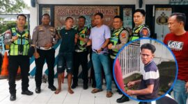 Alviqi Duta Pertama saat diamankan di Poslantas Tugu Payan Mas, Kota Bumi, Lampung Utara, Selasa 12 Mei 2026 dan insert saat diirinya viral terekam hendak beraksi di Pasar Lama beberapa bulan lalu | ist/Media Prioritastv.com.