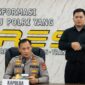 Kapolda Lampung Irjen Pol Helfi Assegaf saat menggelar konferensi pers penangkapan pelaku Curanmor penembak Bripka Anumerta Arya Supena di Gedung Siger Lounge Polda Lampung, Jumat 15 Mei 2026 | Jumadi/Media Prioritastv.com.