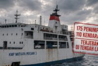 Ilustrasi terdamparnya KMP Mutiara Persada 3 di Perairan Lampung dengan 175 penumpang dan 110 kendaraan | Foto Ilustrasi Media Prioritastv.com.