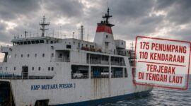 Ilustrasi terdamparnya KMP Mutiara Persada 3 di Perairan Lampung dengan 175 penumpang dan 110 kendaraan | Foto Ilustrasi Media Prioritastv.com.