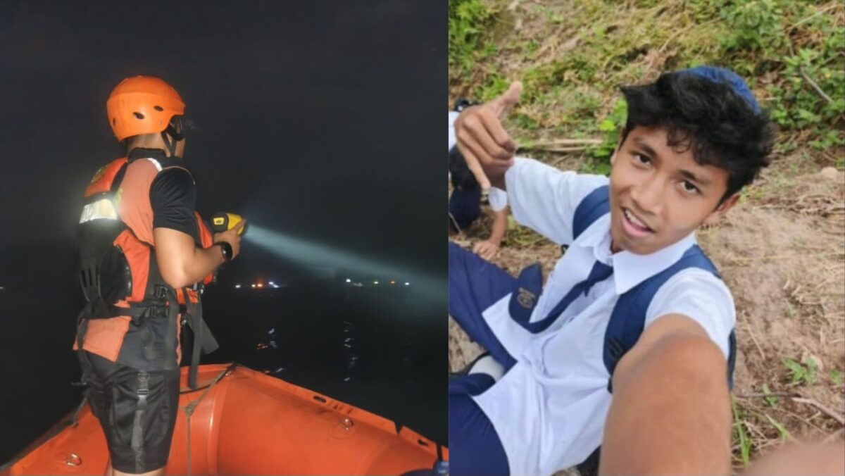 Kolase foto saat tim SAR melakukan penyisiran perairan dan foto korban yang beredar, Senin 18 Mei 2026 | ist/Media Prioritastv.com.