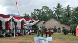 Pangdam XXI/Radin Inten, Mayjen TNI Kristomei Sianturi saat memimpin upacara penutupan TMMD  ke 128 di Pekon Kalimiring Kecamatan Kota Agung Tanggamus, Kamis (21/5/2026) | Herdi/Media Prioritastv.com.