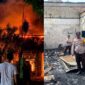 Kolase foto saat kebakaran kantor pekon Sridadi, Wonosobo, Tanggamus dan saat polisi melakukan olah TKP, Rabu 20 Mei 2026 | ist/Media Prioritastv.com.