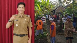 Kolase foto kepala desa Medayu, Anugeah Elan Septian dan saat warga Desa Medayu, Wanadadi, Banjarnegara, Jawa Tengah ketika gotong royong, Minggu 24 Mei 2026 | Faisal/Media Prioritastv.com.