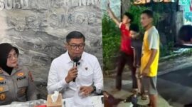 Kolase foto saat Direskrimum Polda Lampung Kombes Indra memberikan keterangan pers, Senin 25 Mei 2026 dan saat korban ditembak tersangka sebelum dievakuasi, Sabtu 23 Mei 2026 lalu | ist/Media Prioritastv.com.