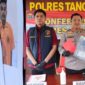 Foto dua tersangka yang berhasil ditangkap saat ditampilkan dalam konferensi pers di Mapolres Tanggamus, Selasa 26 Mei 2026 | Herdi/Media Pioritastv.com.