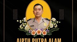 Flyer ucapan duka atas meninggalnya Aiptu Putra Alam, Kanit Binmas Polsek Semaka, Polres Tanggamus | Dok. Humas Polres Tanggamus.