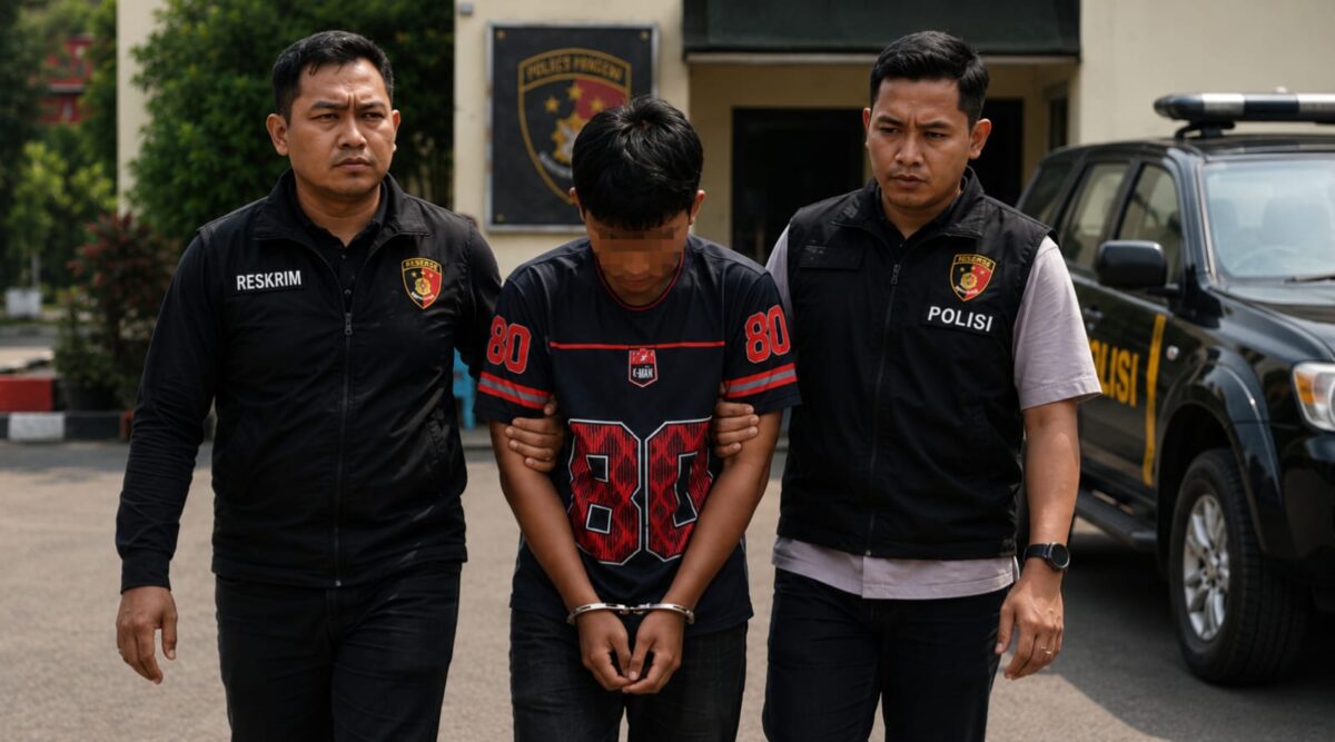 Foto ilustrasi tersangka yang diamankan polisi menuju sel tahanan Polres Pringsewu, Jumat 29 Mei 2026 | Ilusrasi.