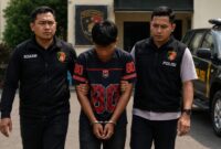Foto ilustrasi tersangka yang diamankan polisi menuju sel tahanan Polres Pringsewu, Jumat 29 Mei 2026 | Ilusrasi.
