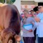 Kolase foto sapi kurban 700 kilogram Gerindra Tanggamus dan saat Ketua DPC Gerindra Tanggamus berdoa bersama saat pemotongan, Jumat 29 Mei 2026 | ist/Media Prioritastv.com.