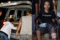 Kolase foto saat korban Tomas dievakuasi ke RS Bhayangkara dan setelah terduga pelaku ditangkap serta dihadiahi timah panas di kaki kirinya yang beredae di media sosial, Senin 1 Juni 2026 | ist/Media Prioritastv.com.