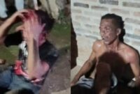 Kolase foto saat tersangka diamankan warga dan saat diinterogasi usai tertangka di Gading Rejo, Jumat 5 Juni 2026 | ist/Media Prioritastv.com.