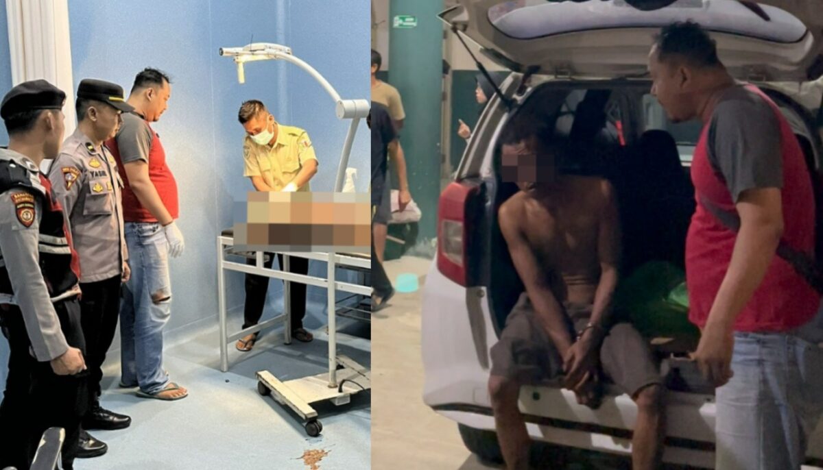 Kolase foto saat tersangka mendapatkan penanganan medis dan saat dievakuasi dari kepungan massa, Jumat 5 Mei 2026, malam | Dok. Humas Polres Pringsewu.