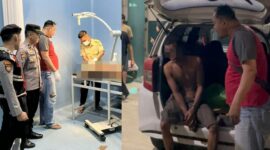 Kolase foto saat tersangka mendapatkan penanganan medis dan saat dievakuasi dari kepungan massa, Jumat 5 Mei 2026, malam | Dok. Humas Polres Pringsewu.