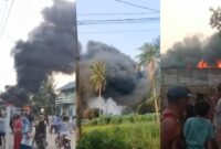 Kolase foto kebakaran gudang diduga penimbunan BBM di Jalan Srimulyo, Negeri Sakti, Gedongtataan, Pesawaran, Senin 8 Juni 2026 sore | ist/Media Prioritastv.com.