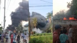 Kolase foto kebakaran gudang diduga penimbunan BBM di Jalan Srimulyo, Negeri Sakti, Gedongtataan, Pesawaran, Senin 8 Juni 2026 sore | ist/Media Prioritastv.com.