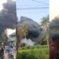 Kolase foto kebakaran gudang diduga penimbunan BBM di Jalan Srimulyo, Negeri Sakti, Gedongtataan, Pesawaran, Senin 8 Juni 2026 sore | ist/Media Prioritastv.com.