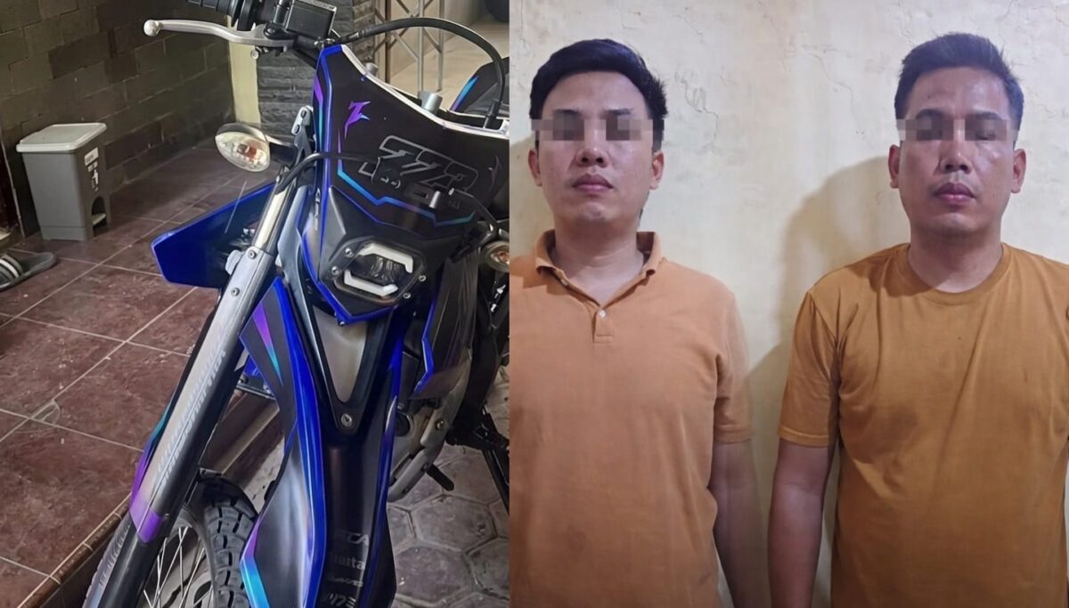 Kolase foto sepeda motor Yamaha WR hasil curian yang dijual melalui Marketplace dan dua tersangka asal Kota Agung Tanggamus yang berhasil ditangkap | Dok. Humas Polresta Bandar Lampung.