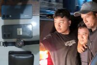 Kolase foto saat tersangka BB ditangkap polisi dan barang-barang yang diamankan dari tangannya, Rabu 10 Juni 2026, malam |  Dok. Polres Lampung Timur.