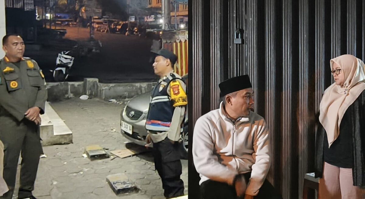 Kolase foto pengamanan penataan pasar gisting dan saat Ketua DPRD Tanggamus Agus Setio Utomo meninjau penataan, Sabtu 13 Juni 2026 | ist/Media Prioritastv.com.